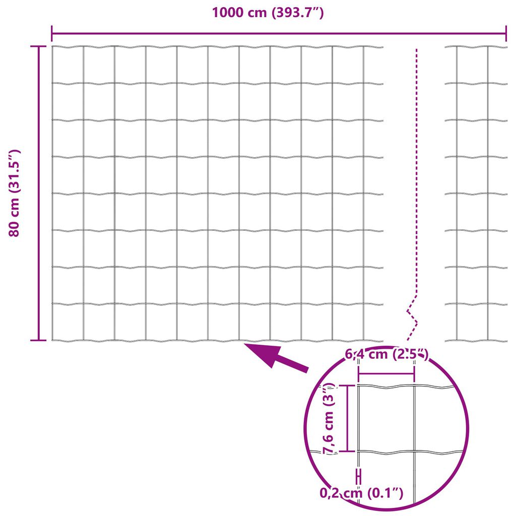 vidaXL Euro Fence με 7 Πόλους 0.8x10 μ Γαλβανισμένο ατσάλι