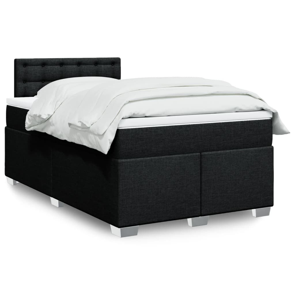 vidaXL Κρεβάτι Boxspring με Στρώμα Μαύρο 120x200 εκ. Υφασμάτινο