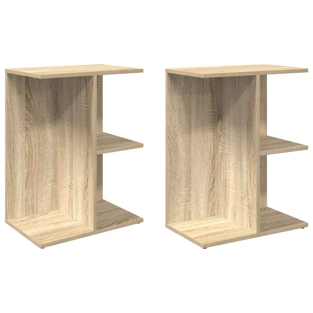 vidaXL Κομοδίνα 2 τεμ. Sonoma Δρυς 46,5x29x61 εκ. Επεξεργασμένο Ξύλο