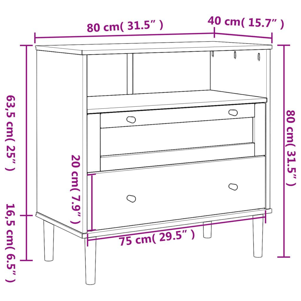vidaXL Ντουλάπι SENJA Λευκό / Όψη Ρατάν 80x40x80 εκ. Μασίφ Ξύλο Πεύκου