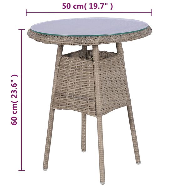 vidaXL Σετ Επίπλων Bistro 3 Τεμαχίων Καφέ από Συνθ. Ρατάν με Μαξιλάρια