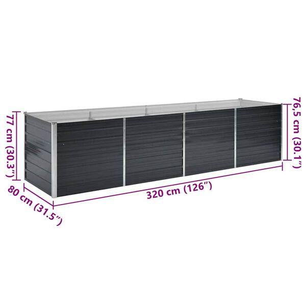 vidaXL Ζαρντινιέρα Υπερυψωμένη Ανθρακί 320x80x77 εκ. Γαλβαν. Χάλυβας