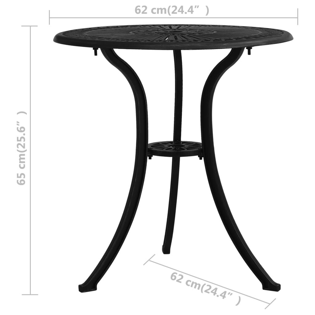 vidaXL Τραπέζι Κήπου Μαύρο 62 x 62 x 65 εκ. από Χυτό Αλουμίνιο