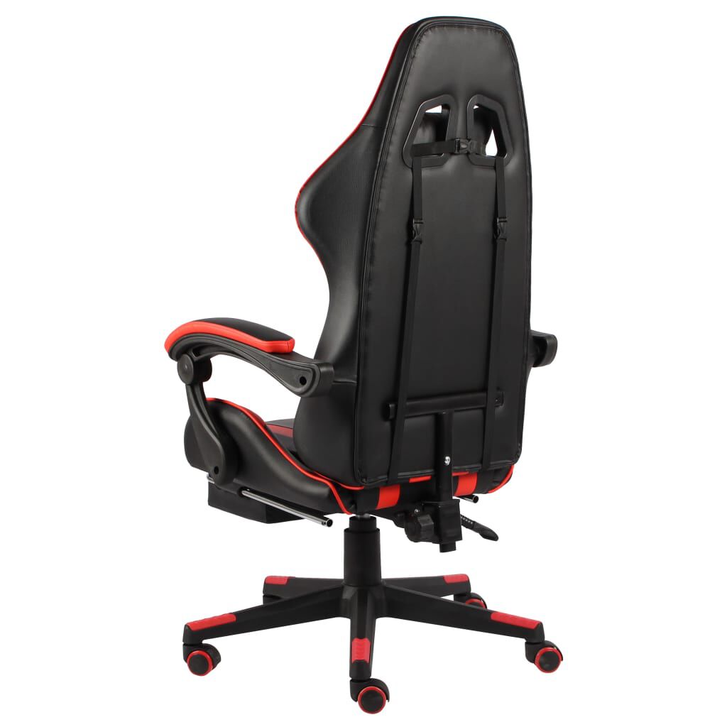 vidaXL Καρέκλα Racing με Υποπόδιο Μαύρο / Κόκκινο από Συνθετικό Δέρμα