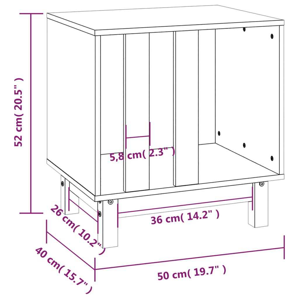 vidaXL Σπιτάκι Σκύλου Μαύρο 50 x 40 x 52 εκ. από Μασίφ Ξύλο Πεύκου