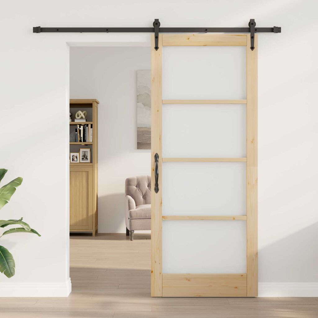 vidaXL Ολισθητή Πόρτα Καφέ 86 x 211 cm Ξύλο και μέταλλο