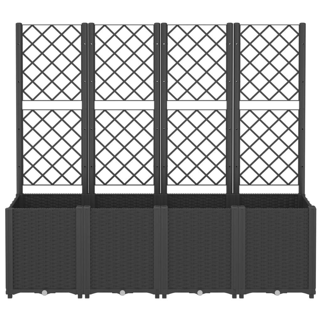 vidaXL Ζαρντινιέρα Κήπου με Καφασωτό Μαύρο 160 x 40 x 140 εκ. από PP