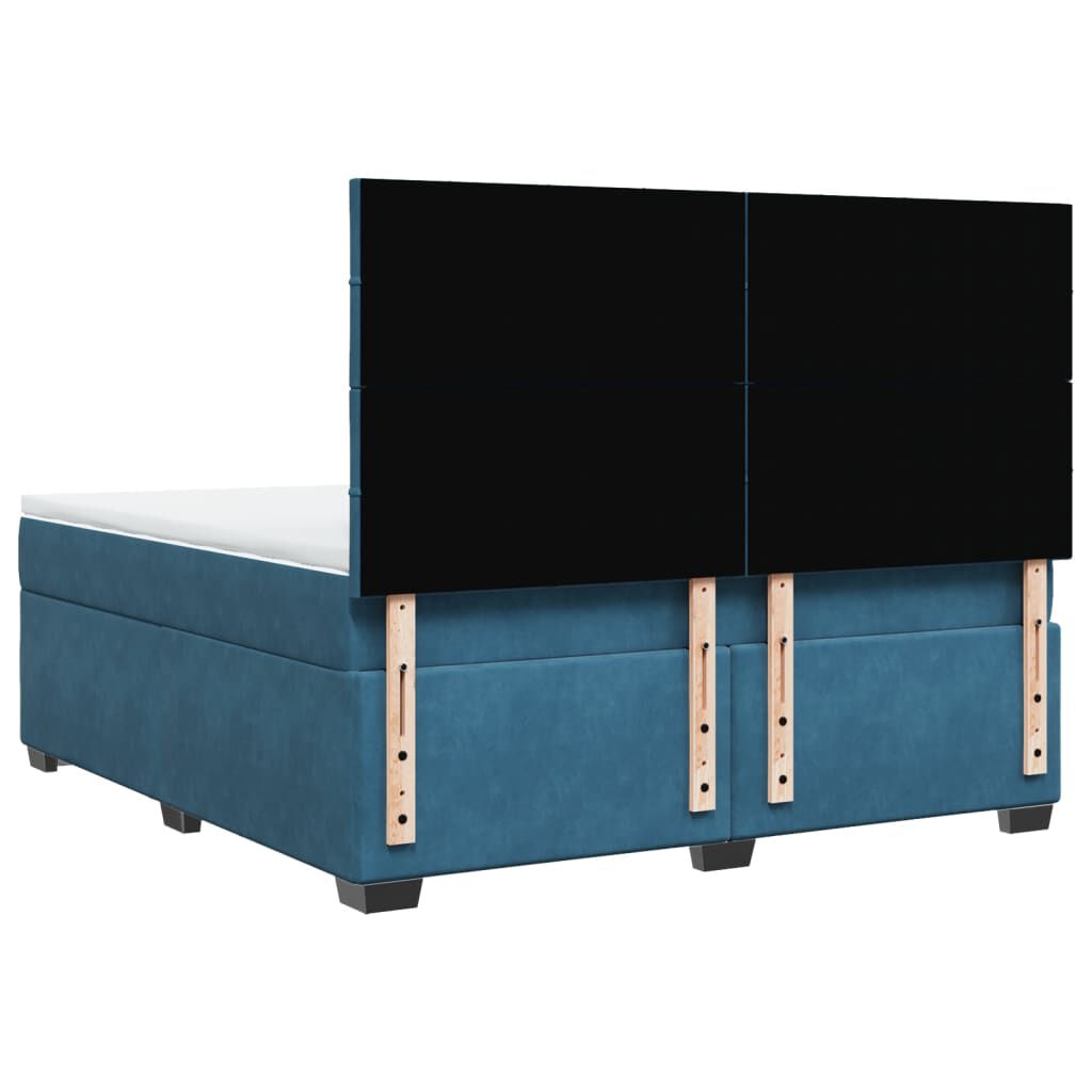vidaXL Κρεβάτι Boxspring με Στρώμα Μπλε 180x200 εκ. Βελούδινο