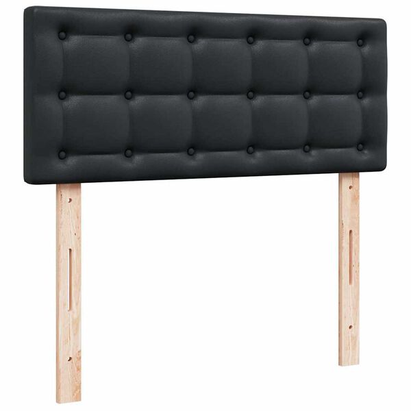 vidaXL Οθωμανικό κρεβάτι με στρώματα & LEDs Μαύρο Faux Leather