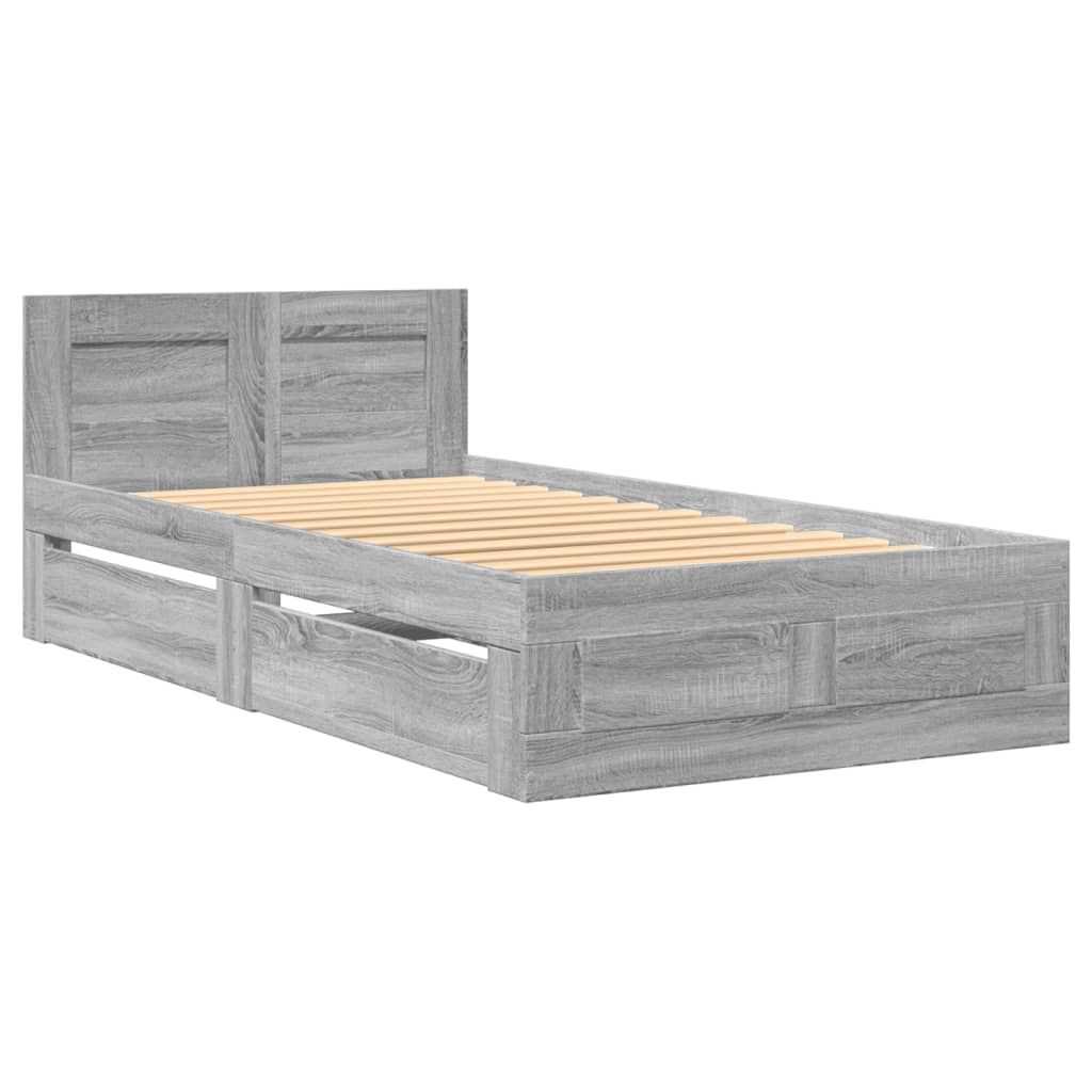 vidaXL Πλαίσιο Κρεβατιού με Κεφαλάρι Γκρι Sonoma 90x190 εκ. Επεξ. Ξύλο