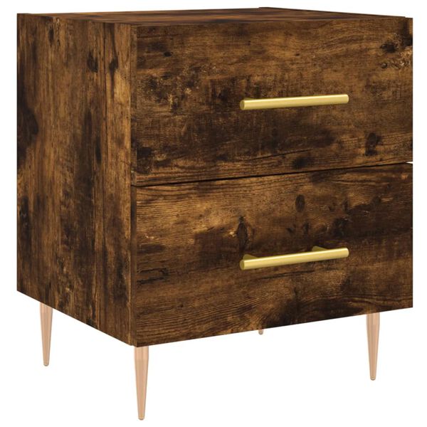 vidaXL Κομοδίνα 2 τεμ. Καπνιστή Δρυς 40 x 35 x 47,5 εκ. Επεξεργ. Ξύλο