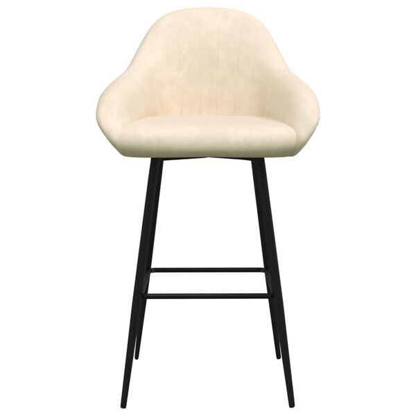 vidaXL Σκαμπό Μπαρ 2 τεμ. Κρεμ Βελούδινα