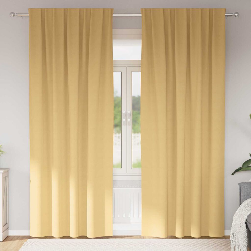 vidaXL Κουρτίνες με κουρτίνες 2 pcs Μπεζ 260 x 140 εκ. Πολυεστέρας