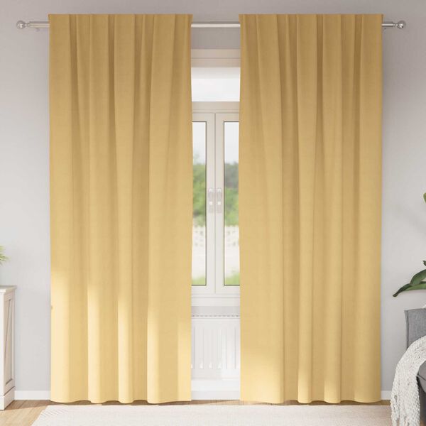 vidaXL Κουρτίνες με κουρτίνες 2 pcs Μπεζ 260 x 140 εκ. Πολυεστέρας