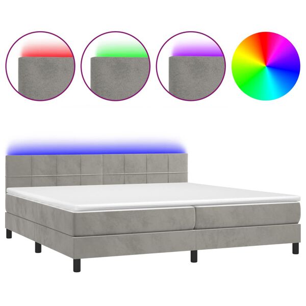 vidaXL &Kappa;&rho;&epsilon;&beta;ά&tau;&iota; Boxspring &mu;&epsilon; &Sigma;&tau;&rho;ώ&mu;&alpha; & LED &Alpha;&nu;.&Gamma;&kappa;&rho;&iota; 200x200 &epsilon;&kappa;. &Beta;&epsilon;&lambda;&omicron;ύ&delta;&iota;&nu;&omicron;