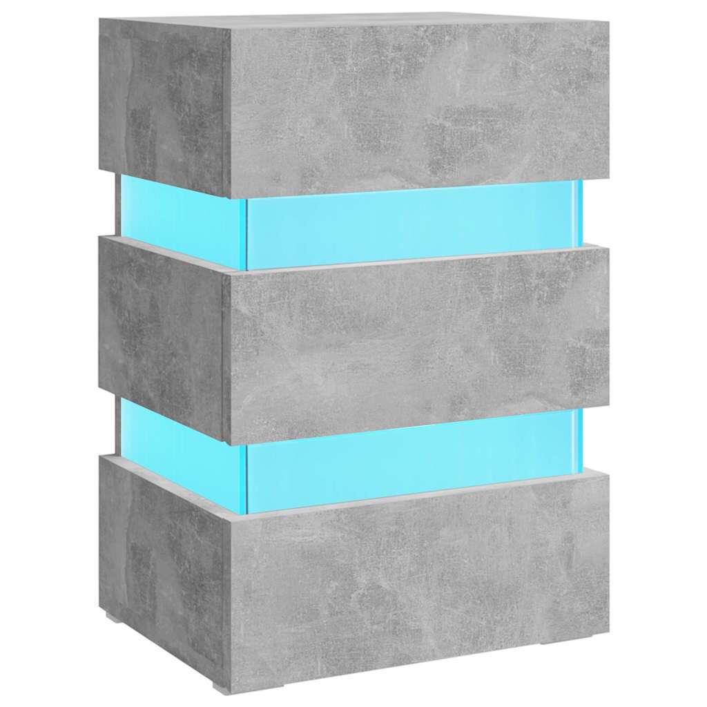 vidaXL Κομοδίνο με LED Γκρι Σκυροδέματος 45x35x67 εκ. Επεξεργασμ. Ξύλο