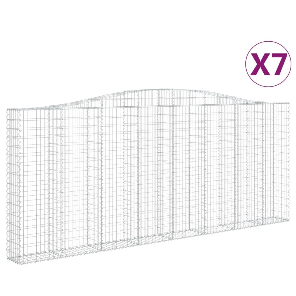 vidaXL Συρματοκιβώτια Τοξωτά 7 τεμ. 400x30x160/180 εκ. Γαλβαν. Ατσάλι