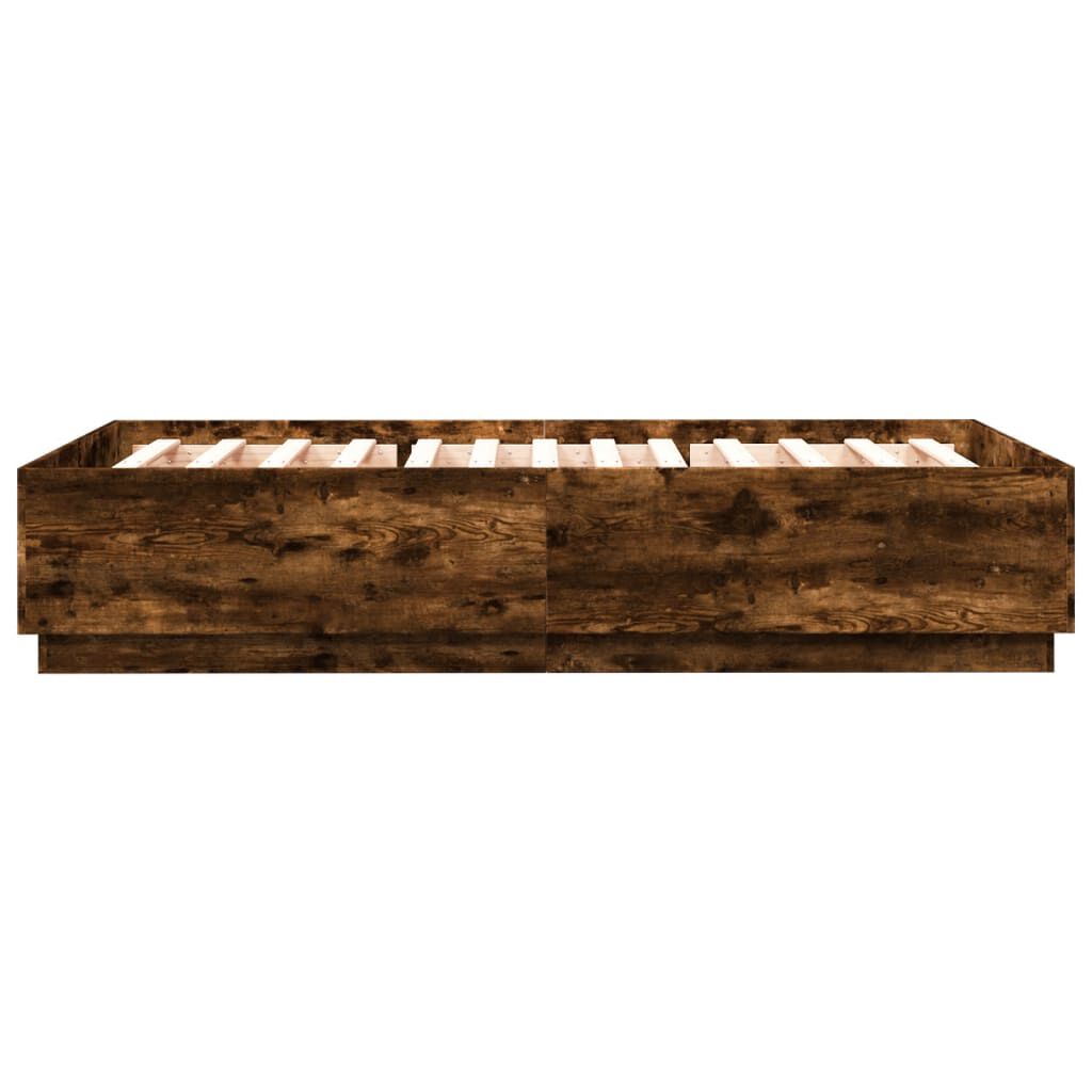 vidaXL Πλαίσιο Κρεβατιού με LED Καπνιστή Δρυς 160x200 εκ.Επεξ. Ξύλο