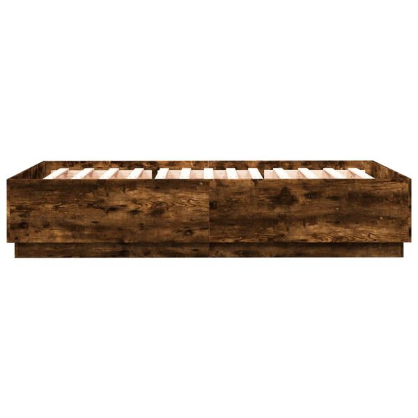 vidaXL Πλαίσιο Κρεβατιού με LED Καπνιστή Δρυς 160x200 εκ.Επεξ. Ξύλο