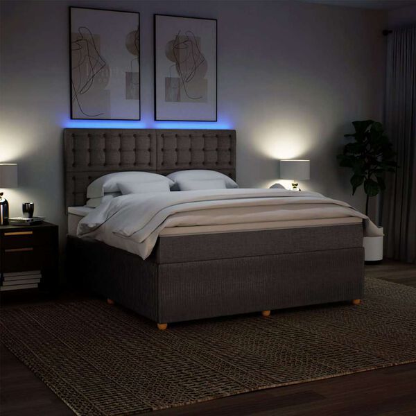 vidaXL &Kappa;&rho;&epsilon;&beta;ά&tau;&iota; Boxspring &mu;&epsilon; &Sigma;&tau;&rho;ώ&mu;&alpha; Taupe 180x200 &epsilon;&kappa;. &Upsilon;&phi;&alpha;&sigma;&mu;ά&tau;&iota;&nu;&omicron;