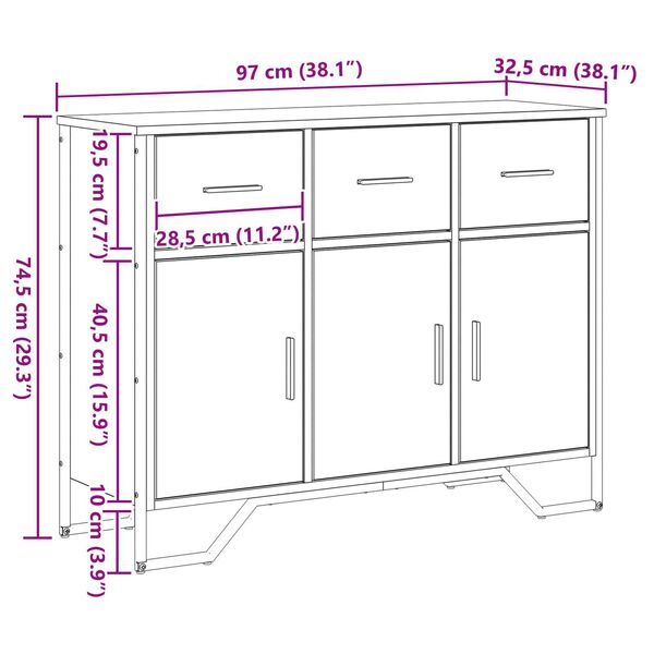 vidaXL Πλαϊνό Γραφείο Μαύρη Οξυά 97 x 32.5 x 74.5 εκ.