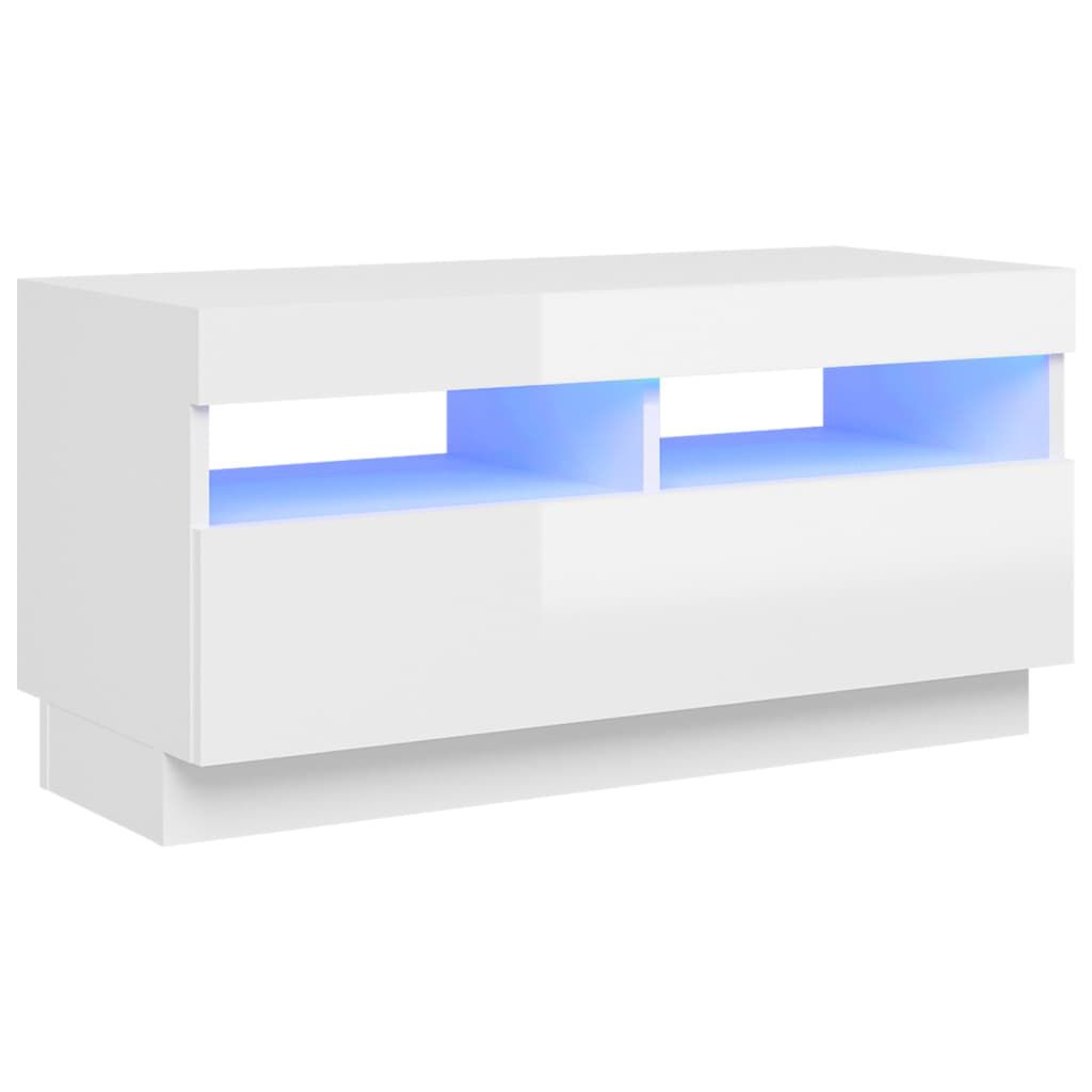 vidaXL Έπιπλο Τηλεόρασης με LED Γυαλιστερό Λευκό 80 x 35 x 40 εκ.