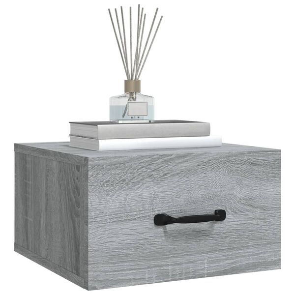 vidaXL Κομοδίνα Επιτοίχια Γκρι Sonoma 35 x 35 x 20 εκ.