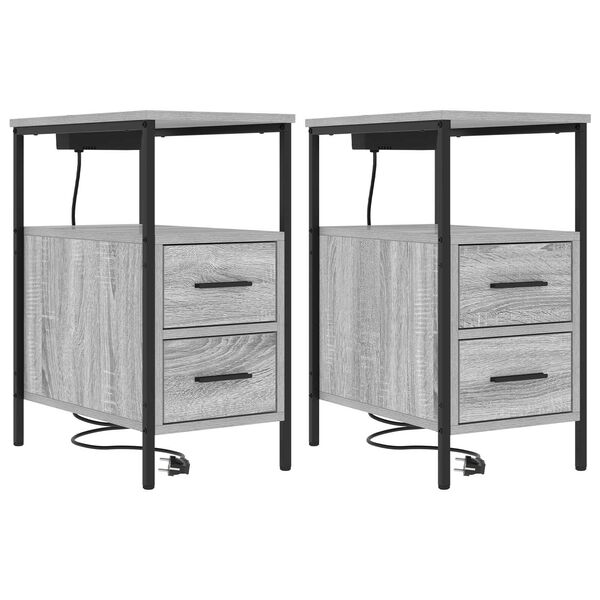 vidaXL Κουτιά Κρεβατοκάμαρας 2 pcs Γκρι sonoma 30 x 48 x 61 εκ