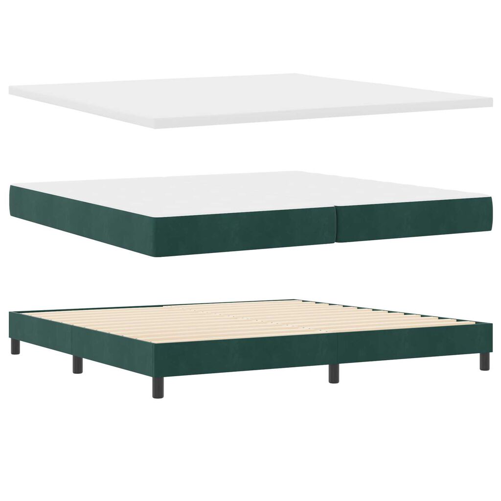 vidaXL Κρεβάτι Box Spring με Στρώμα Σκούρο Πράσινο 200x200 εκ Βελούδο