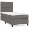 vidaXL Κρεβάτι Boxspring με Στρώμα Γκρι 100x200εκ. από Συνθετικό Δέρμα