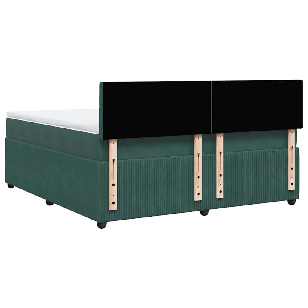 vidaXL Κρεβάτι Boxspring με Στρώμα Σκούρο Πράσινο 180x200εκ. Βελούδινο