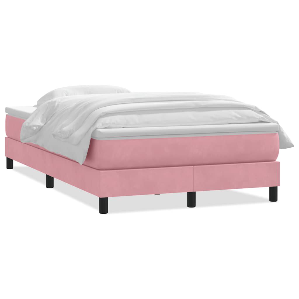 vidaXL Box Spring κρεβάτι με στρώμα ροζ 120x220 cm Βελούδινο