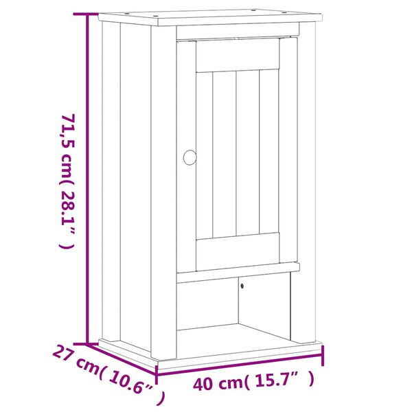 vidaXL Ντουλάπι Μπάνιου Επιτοίχιο BERG Λευκό 40x27x71,5 εκ Μασίφ Πεύκο