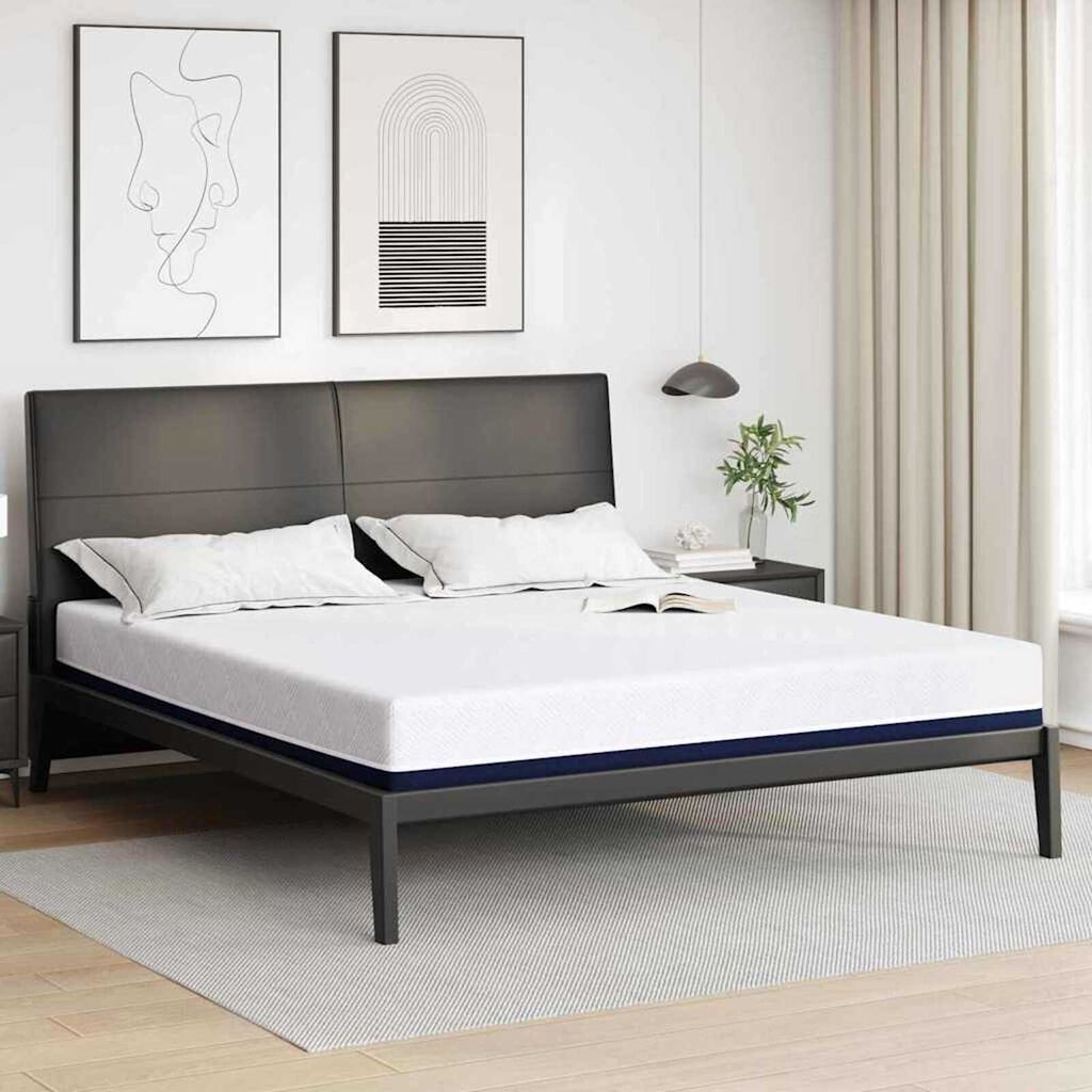 vidaXL Στρώμα Λευκό, Μπλε 200 x 200 cm Pěna