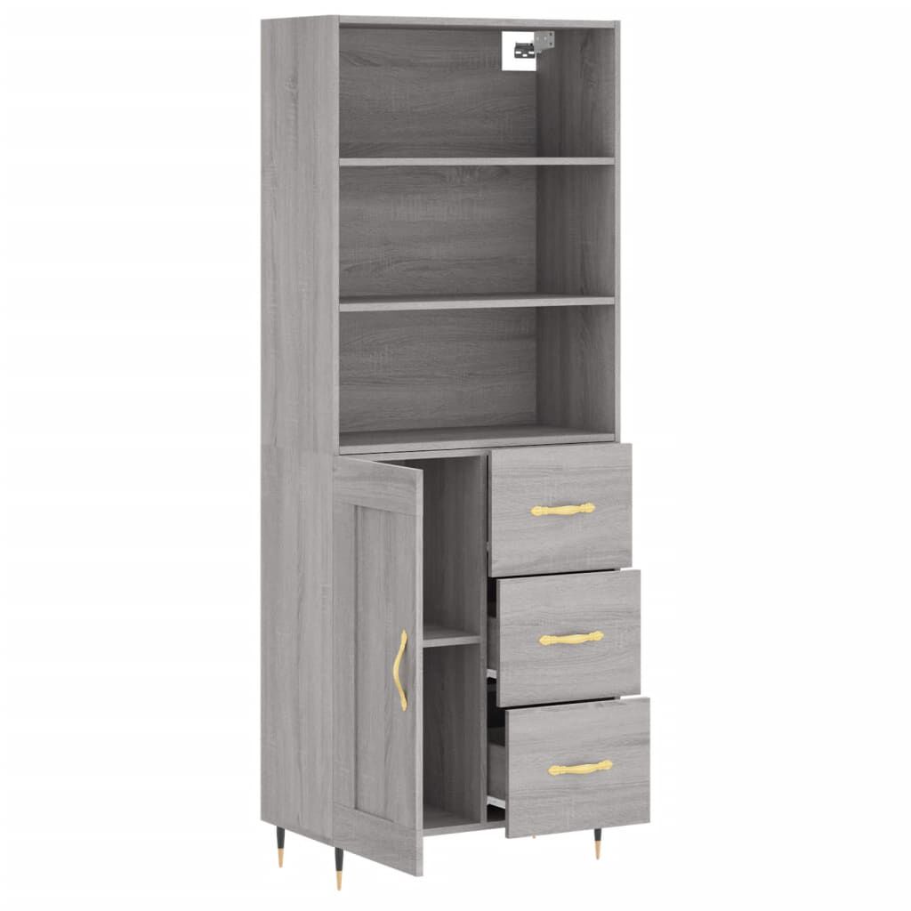vidaXL Ντουλάπι Γκρι Sonoma 69,5 x 34 x 180 εκ. Επεξεργασμένο Ξύλο