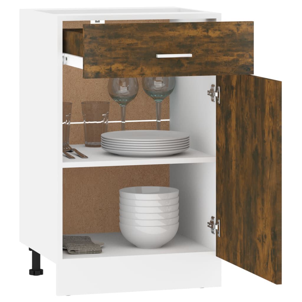 vidaXL Έπιπλο Με Συρτάρι Lyon Καπνιστή Δρυς 50x46x81,5εκ.