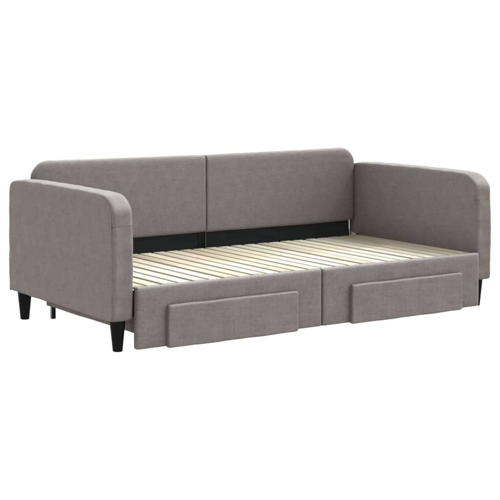 vidaXL Καναπές Κρεβάτι Συρόμενος Taupe 100x200εκ. Υφασμάτινος Συρτάρια