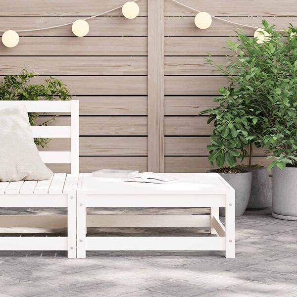 vidaXL Υποπόδιο Κήπου 70 x 70 x 30 εκ. από Μασίφ Ξύλο Πεύκου Λευκό