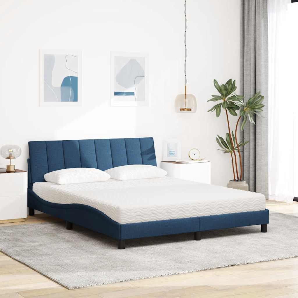vidaXL Κρεβάτι Μπλε 160x200 εκ. Υφασμάτινο