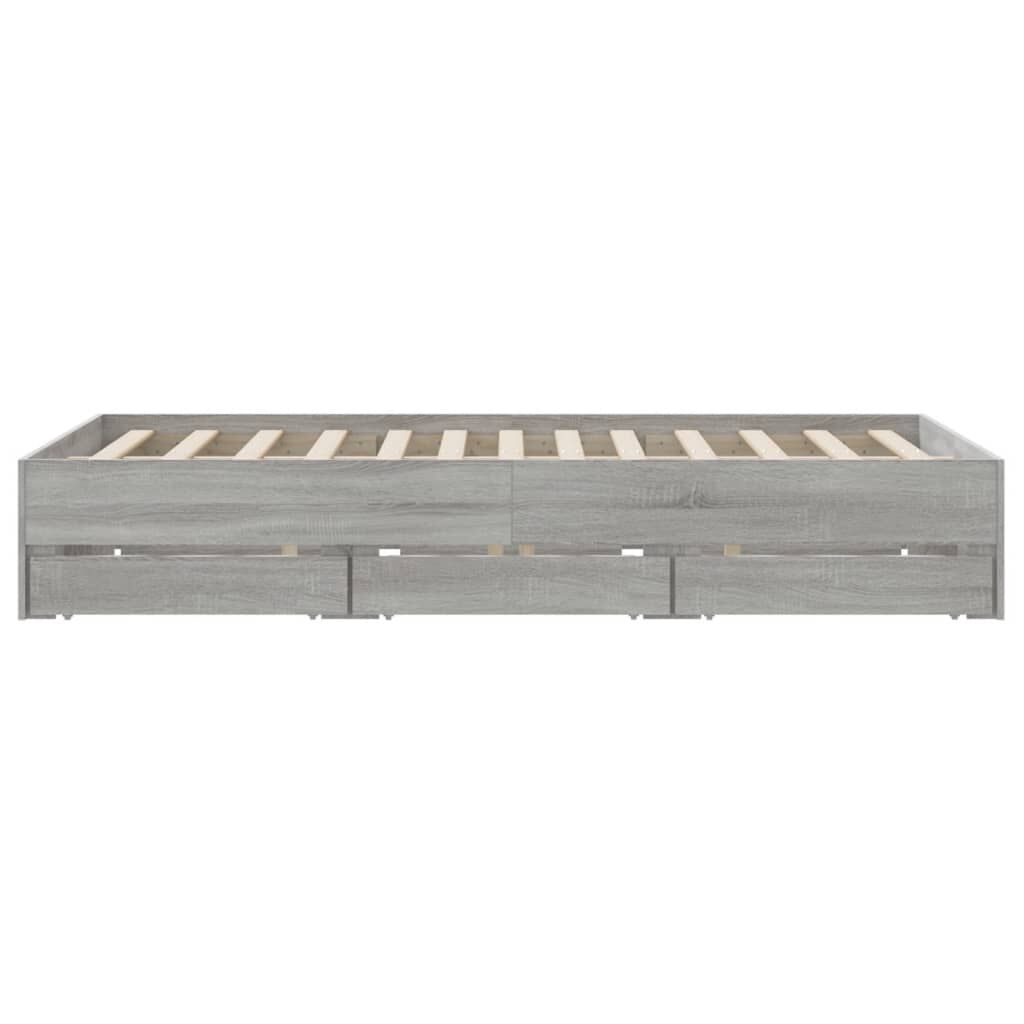 vidaXL Πλαίσιο Κρεβατιού με Συρτάρια Γκρι Sonoma 150x200εκ. Επεξ. Ξύλο