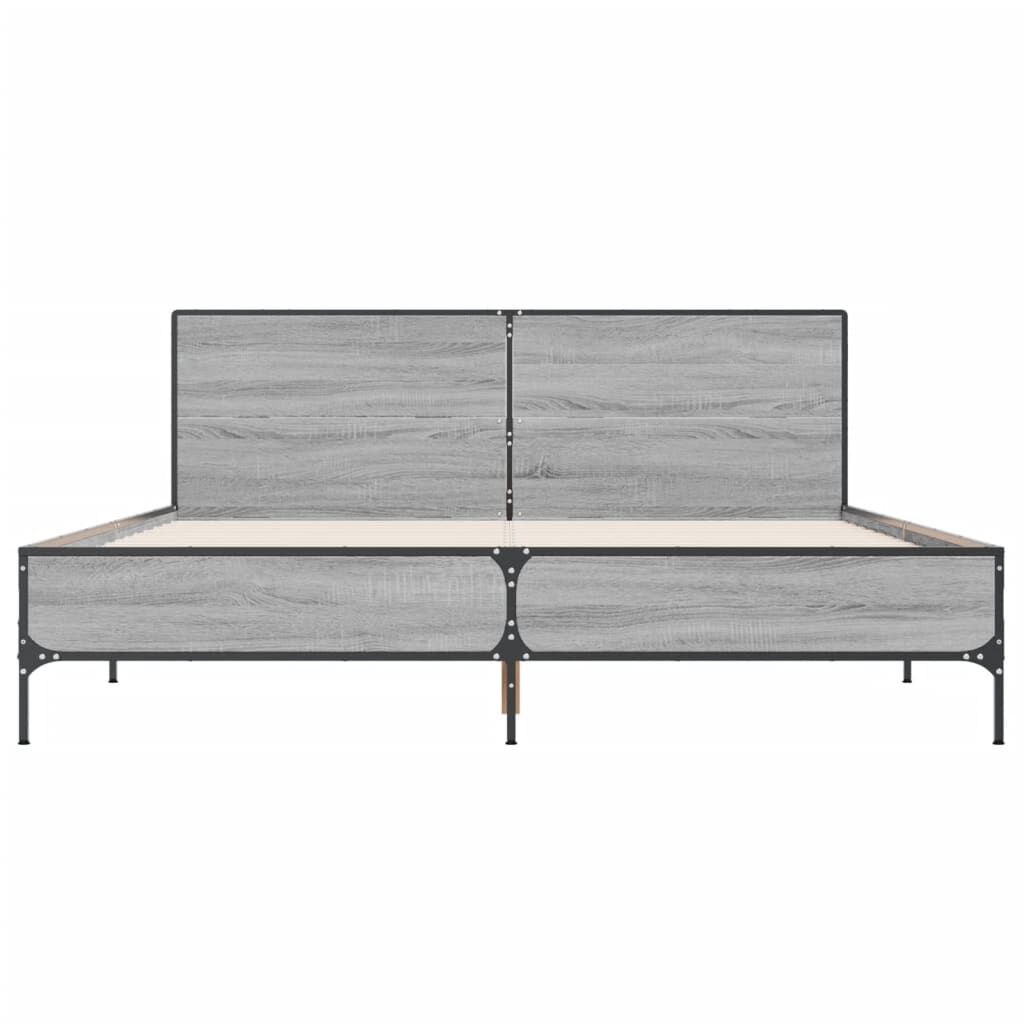 vidaXL Πλαίσιο Κρεβατιού Γκρι Sonoma 120 x 190εκ. Επεξ. Ξύλο & Μέταλλο