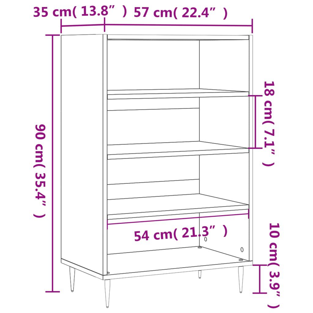 vidaXL Ραφιέρα Καφέ Δρυς 57 x 35 x 90 από Επεξεργασμένο Ξύλο