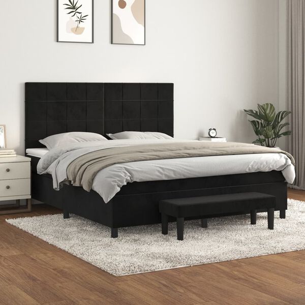 vidaXL &Kappa;&rho;&epsilon;&beta;ά&tau;&iota; Boxspring &mu;&epsilon; &Sigma;&tau;&rho;ώ&mu;&alpha; &Mu;&alpha;ύ&rho;&omicron; 180x200 &epsilon;&kappa;. &Beta;&epsilon;&lambda;&omicron;ύ&delta;&iota;&nu;&omicron;