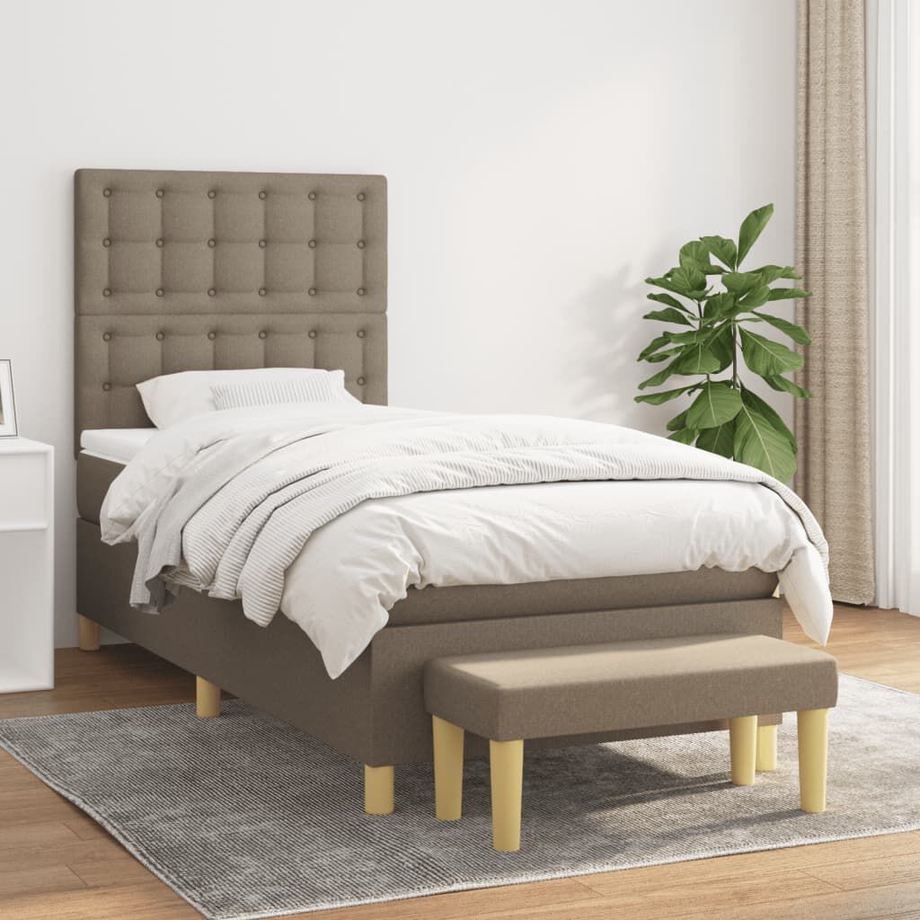 vidaXL Κρεβάτι Boxspring με Στρώμα Taupe 80x200 εκ. Υφασμάτινο