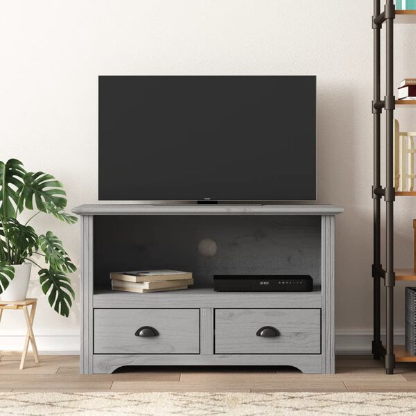 vidaXL Έπιπλο Τηλεόρασης BODO 2 Συρτάρια Γκρι 91,5x44,5x56 εκ. Πεύκο