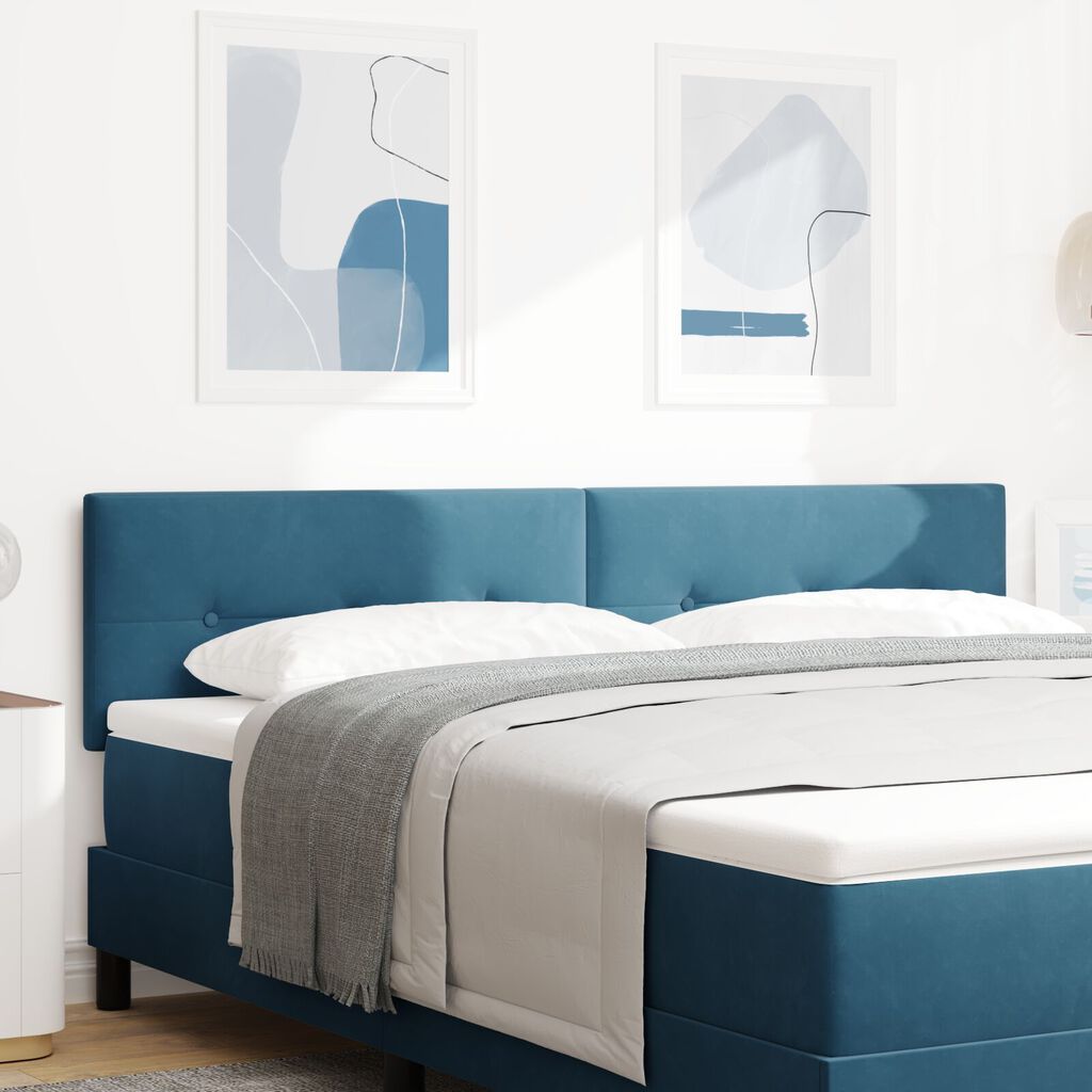vidaXL LED Κεφαλάρι Με Κουμπιά Στιλ Τούφας Σκούρο Μπλε 90 εκ Βελούδο
