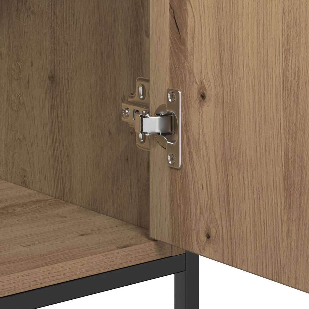 vidaXL Μπουφές Μασίφ Ξύλο Δρυός 70x30x80 εκ. Μοριοσανίδα και Μέταλλο