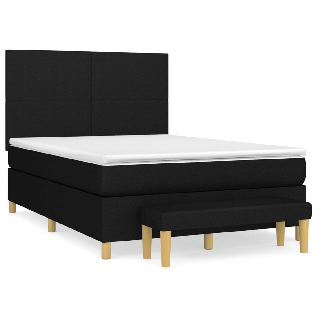 vidaXL Κρεβάτι Boxspring με Στρώμα Μαύρο 140x200 εκ. Υφασμάτινο