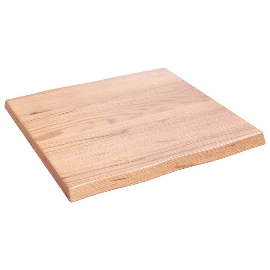 vidaXL Επιφ Τραπεζιού Αν Καφέ 60x60x(2-4)εκ. Ακατέργ. Μασίφ Ξύλο Δρυός