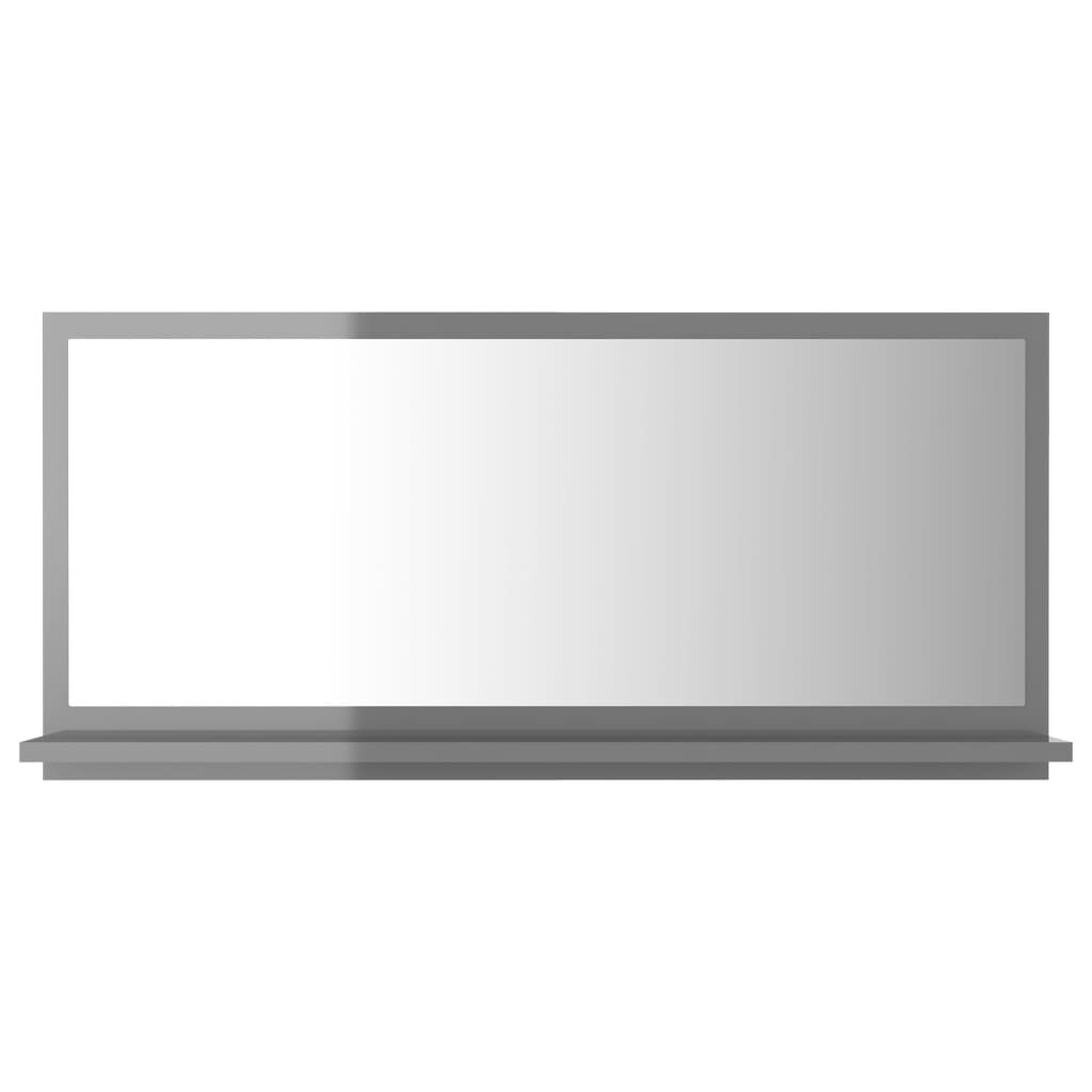 vidaXL Καθρέφτης Μπάνιου Γυαλιστερό Γκρι 80x10,5x37 εκ. Επεξ. Ξύλο